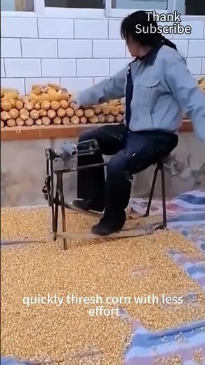 Use the pedal operated corn thresher to thresh corn quickly and save effort