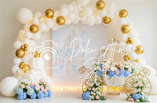 Princess Castle Balloon Arch Digital Backdrop, Birthday Cake Smash (JPEG File) - Etsy UK