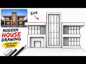 Modern Luxury House Drawing for Beginners Easy Pencil Sketch Tutorial Step by Step #housedrawing