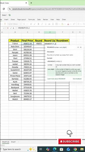 How to Use ROUND, ROUNDUP & ROUNDDOWN Functions in Excel ? #excel #spreadsheetmagic #exceltips