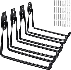 OHIYO Garage Hooks Heavy Duty 4 Pack 7.5" Utility Hooks - Versatile Storage for Ladder, Garden Tools, Hose, Ski, Rope