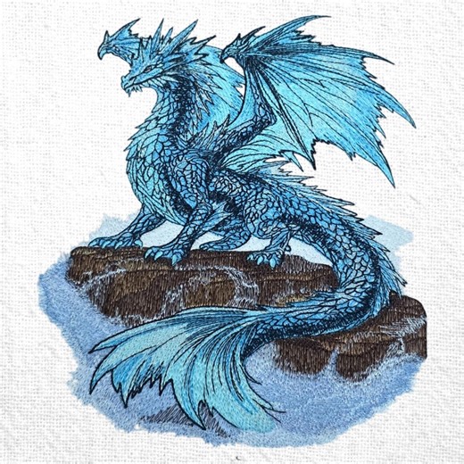 Sea Cliff Hybrid Dragon Embroidery Design Majestic Ice Dragon Embroidery Pattern Fantasy Dragon on Rock Machine Embroidery Instant Download - Etsy