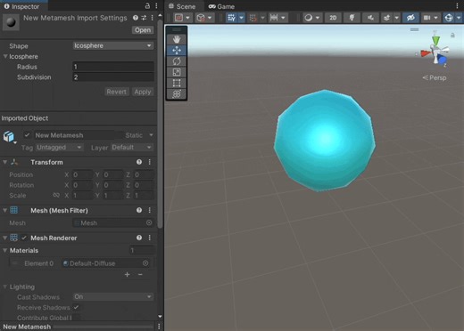 上下で太さの違う円柱や円、面取りした立方体等の簡単な3DモデルをUnity上で生成できるMetamesh【Unity】【アセット】 - (:3[kanのメモ帳]