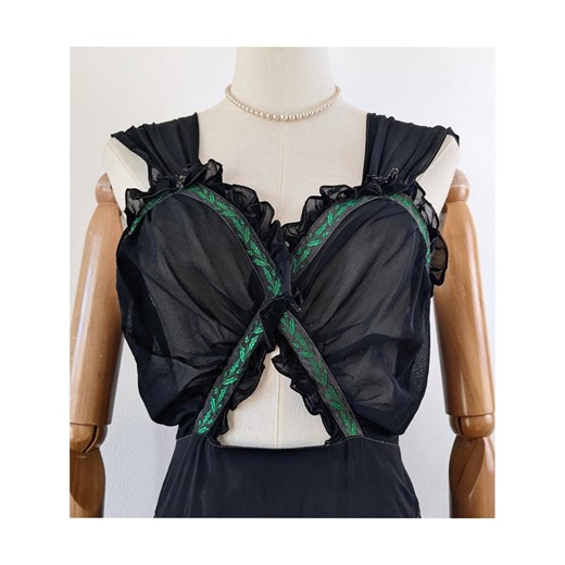 1940s Sheer Black Night Gown With Peek-a-boo Midriff Cut Out - Etsy