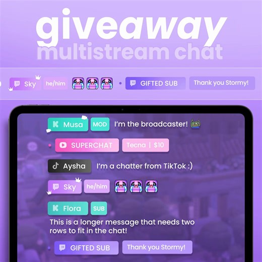 48H GIVEAWAY ┊ Multichat Widget 💭Giving away 3 Multistream Chat Widgets for Twitch, Youtube, Kick & Tiktok. Thank you for the love on the new launch!!💌 To enter: 🔹Repost + Like 🔹Follow
