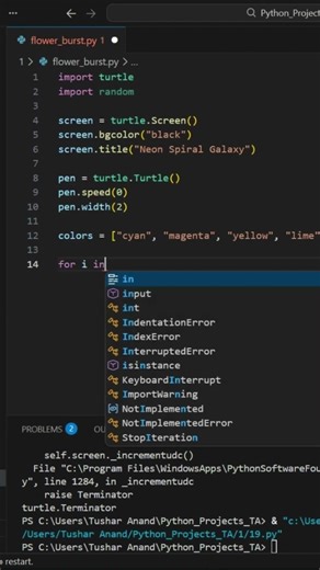 Awesome Flower Burst 🌸💥 Python Turtle Explosion Art! #coding #python #programming #turtle #shorts