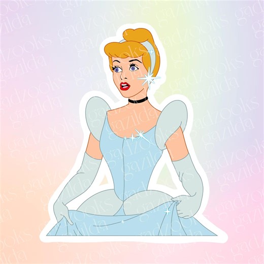 Cinderella Sticker, Lazy Eye Princess, Hand-drawn Waterproof Vinyl Sticker - Etsy