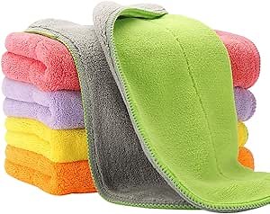Amazon.com: 5-Pack Extra Thick Microfiber Cleaning Cloths, Super Absorbent Dust Cloths Dish Cloths with Two Color on Two Side, Lint Free Streak Free for Tackling Any Cleaning Job with Ease : Health & Household