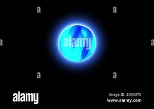 Abstract Blue Sphere with Multiple Neon Glowing Rings