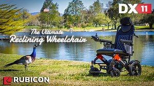 Rubicon DX11 Reclining Foldable Electric Wheelchair for Adults, Long Range 25 Miles Power Chair with 600W Motor, Dual 12AH Lithium Batteries, Airline Approved, Red/Black