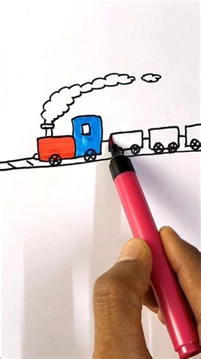 Fun Toy Train coloring art 🎨 🚆 for kids | Satisfying 😌 #shorts #ytshorts #drawing #coloring #kids
