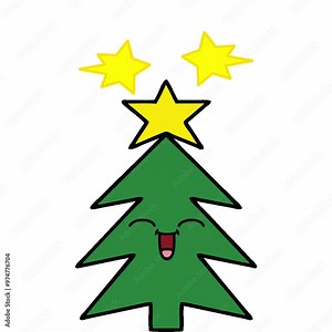 cute cartoon of a christmas tree Stock Video
