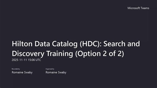 Hilton Data Catalog (HDC) Search and Discovery Training