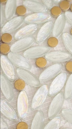 White Petal Glass Mosaic Tiles | Round & Oval Floral Design