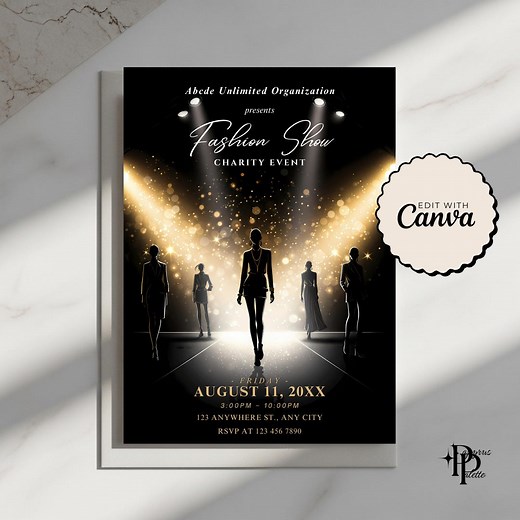 Fashion Show Invitation, Fashion Show Flyer, Charity Event Party Invite, Printable Fashion Event Invitation, Editable Digital Download Templ - Etsy