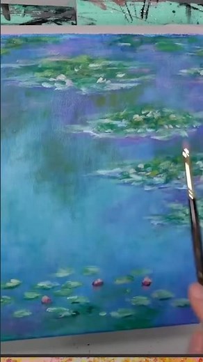 “Teal Monet Landscape” full tutorial on our channel! ❤️😁 #art #monet #painting