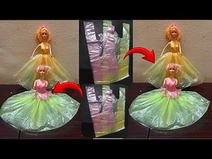 👗 DIY Beautiful Barbie Dress 😍 | No Sew No Glue ✂️ | Plastic Bag Dress Making Easy 💖