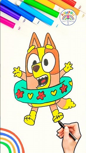 How to Draw Bluey | Draw Bingo Swimming 🌈🐶 #bluey #drawing #shorts