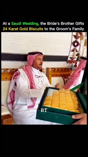 Billionaire Talks on Instagram: "At a Saudi wedding where elegance met tradition, a powerful gesture stole the spotlight — 24-karat gold biscuits gifted by the bride’s brother. Not just gold. Not just luxury. But honor. Respect. Legacy. In a culture where generosity speaks louder than words, this wasn’t about wealth — it was about pride for his sister, gratitude toward the groom’s family, and the union of two families becoming one. The gold shimmered under the lights, but what truly shined was t