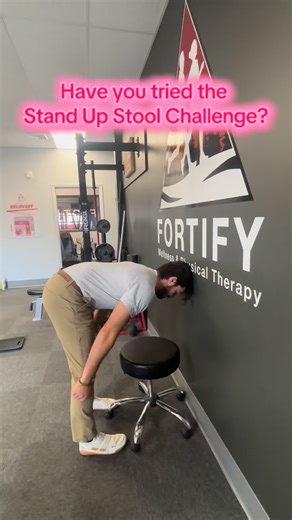 2.4K views · 79 reactions | Here’s how it works: Bend over at a 90° angle, head against the wall- Pick up a stool and try to stand up straight... Most women can do it. Most men? Not so much. - The reason comes down to center of mass and biomechanics — and it’s actually wild how your body compensates. Try it and tag a friend to test it too. Just don’t blame us when your ego gets bruised…. | Fortify Wellness and Physical Therapy | Facebook