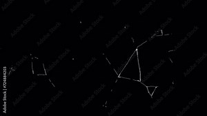 Animation of cracks on a black screen. Stock video of damage in 4K with alpha channel.