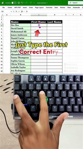 Separate First and Last Names Instantly in Excel with One Shortcut tipsexcel hack keyboard tips