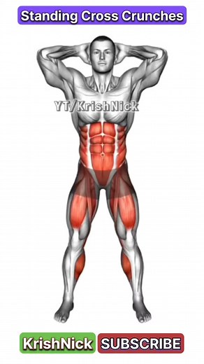 Standing Cross Crunches | Build Strong Abs & Obliques Fast Standing Cross Crunches are a simple and effective standing abs exercise that mainly targets your core, obliques and lower abs. This movement helps burn belly fat, tone the waistline and improve core strength. A fantastic home exercise with no equipment, it’s a great choice for adding variety to your ab training routine. Maintain proper form and control to get the best results from this exercise. 🔔 SUBSCRIBE for Free Home Workout Videos