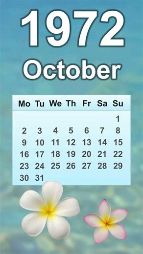 October 1972 Calendar