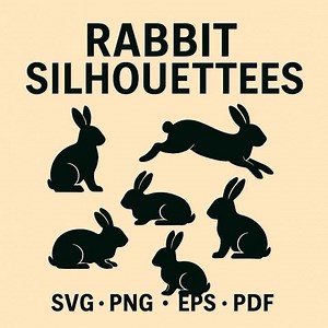 Rabbit Silhouette Clipart | Minimalist Bunny Vector Graphics (digital Download) - Etsy