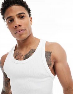 4505 Icon seamless rib training racer back vest in white  | ASOS