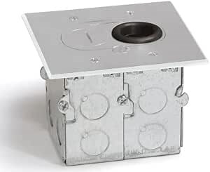 Concealed Plug Recessed Floor Box, One 15A Duplex, Screw Plugs (Aluminum)