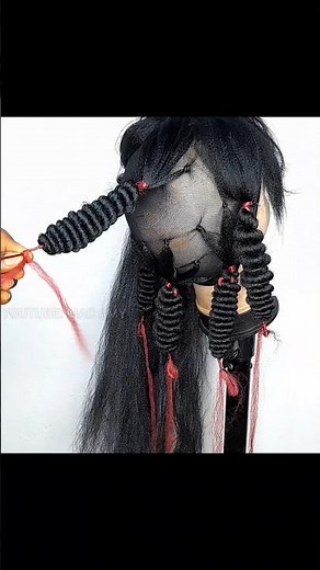 Try this crochet fringe deep wavy wig using brazilian wool #crochetwig #crochethairstyle