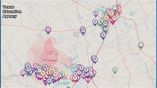 Map provides visual representation of TEA ratings across Central Texas