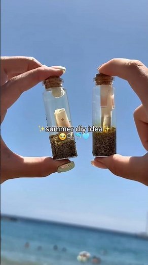 🌊🥹🌴 Beach Craft Idea for Besties 🫶🏻😍 Jar with Sand and Shell Tutorial 🐚 #diy #summer #craft