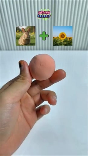 Easy Clay Rabbit SunFlower🐰🌻 #diy #clayart #polymerclay