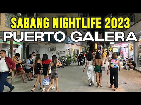 SABANG NIGHTLIFE - PUERTO GALERA PHILIPPINES | 2023 Night Walk at Sabang Beach | Oriental Mindoro