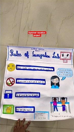 Computer lab rules ideas at chart ...... 🌚🩵💙........ SUMMER VACATION PROJECT ....