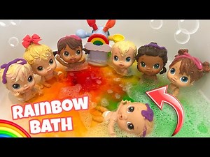Baby alive crib life dolls Swimming in the Bath 🛁 fun rainbow bath 🌈
