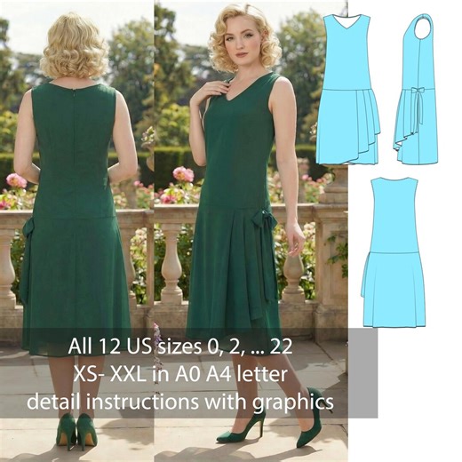 1920s Drop Waist Dress Sewing Pattern PDF Instant Download Retro Vintage Jazz Age Dress Diy - Etsy