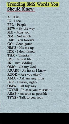 Trending SMS Short Forms You Must Know!Englishzone #english #trending