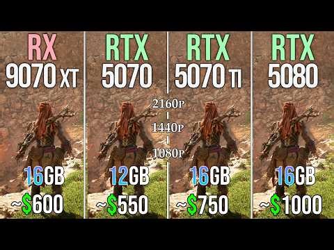 RX 9070 XT vs RTX 5070 vs RTX 5070 TI vs RTX 5080 - Test in 20 Games