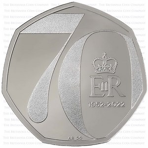 Platinum Proof 50p : 2022 Platinum Jubilee | The Britannia Coin Company