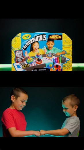Get ready to spin into action with the Crayola Colourwhirls Arena! This all-in-one kit includes Crayola Colourwhirls, Ultra Clean Washable Markers, and a spacious play arena with built-in storage for easy clean-up and portability. Each rip and spin creates a whirlwind of creativity and competition! | Crayola