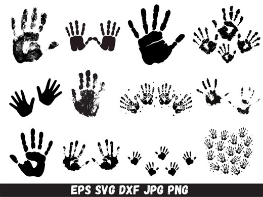 Handprint Svg Bundle, Clipart, Silhouette, Vector, Child Handprint Cut File, Double Hands Instant Download - Etsy