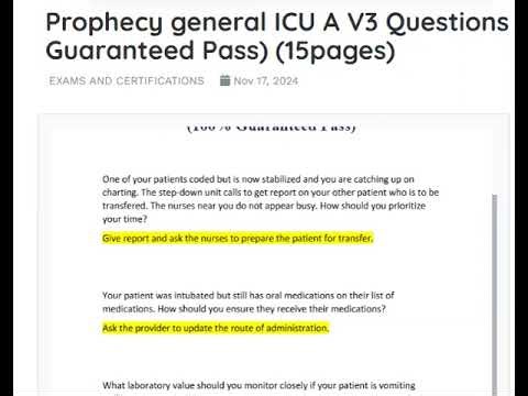 Prophecy general ICU A V3 Questions & Answers (100% Guaranteed Pass) (15pages)