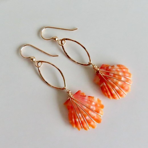 Sunrise Shell Earrings: Gold Wire Wrapped Shells, Hawaiian Handmade Beach Jewelry - Etsy