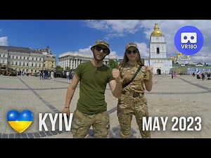VR180 3D. A walk around Kyiv, Ukraine in May 2023 (Remains of Russian tanks)