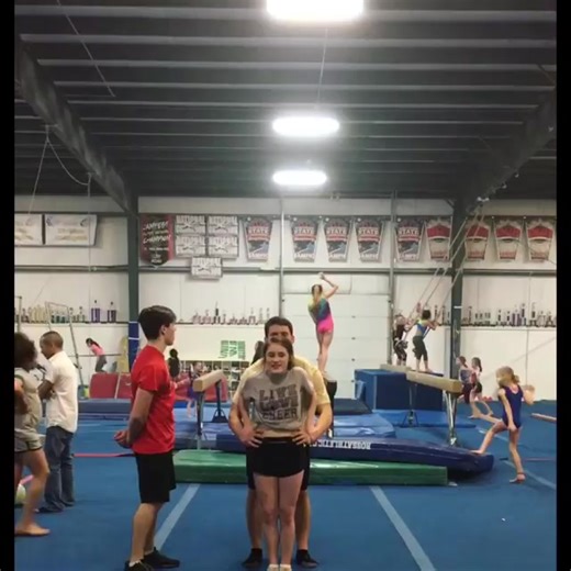 Less than one week till tryouts! Basic stunt for stability and basic tumbling for confidence. Honestly that running full is rough for me. It hurts my ankles but I just really need to w | Daniel Buyeske