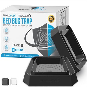 Bed Bug Trap — 8 Pack | TruGuard X Bed Bug Interceptors (Black) | Eco Friendly Bed Bug Traps for Bed Legs | Insect Detector, Interceptor, and Monitor for Pest Control and Treatment