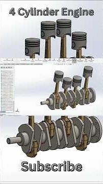 How a 4 Cylinder Engine Works – CAD Assembly in solidworks #cadcam #automobile